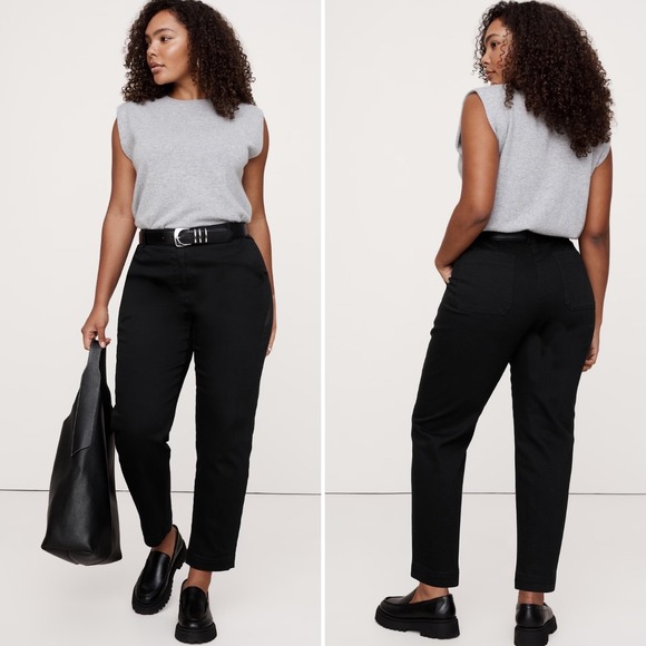 Banana Republic Pants - NWT Banana Republic The Weekender Slim Barrel Pant Sz 12 Black Pockets High Rise